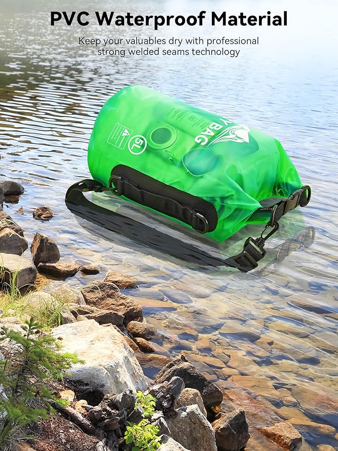HEETA Dry Bag Waterproof for Women Men, 5L/10L/20L/30L/40L Roll Top Lightweight Dry Storage Bag Backpack with Phone Case for Travel, Swimming, Boating, Kayaking, Camping & Beach, 11 Transparent Colors