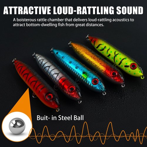 VATEICO Catfish Float Rig Rattling Line Float Rig Lure Demon Dragon Stye Peg for Santee Rig Circle Hooks Rig Fishing Wire Leader with Snaps (10pcs Lures), 3.94inch