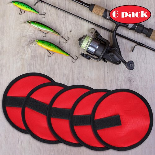 Tioncy 6 Pack Fishing Lure Covers 6 Inch Bait Gloves Lure Shield Wrap Fishing Hook Cover Easily See Bait Storage Protector Guard to Keep Fishermen Safe for Rod(Red)