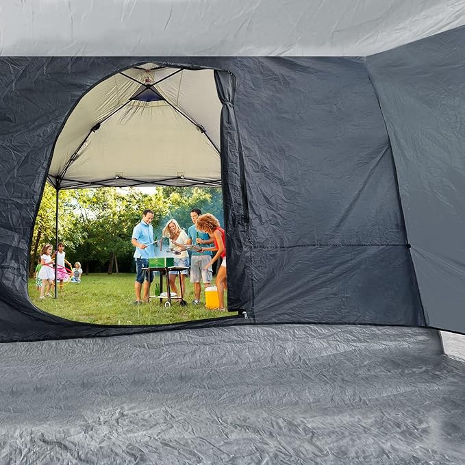 KAMPKEEPER Side Tent,Camping Tent for 10' x 10' Pop Up Canopy, Easy Set Up Gazebo,Compatible with 10' Wide Canopy Tents（Grey）