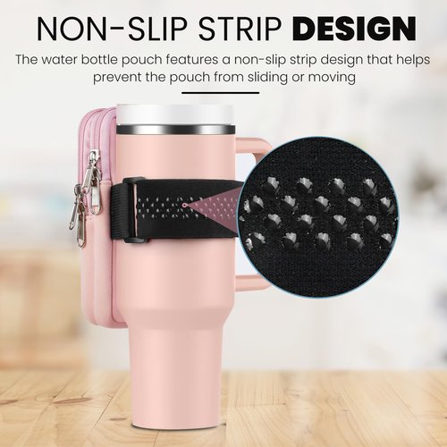 SAMUSAI Initial Water Bottle Carrier Bag for Stanley-Tumbler pouch with Zipper Pocket Travel mug pouch- Personalized A-Z Phone Pocket for Stanley Cup Accessories - Detachable Large Phone Pocket