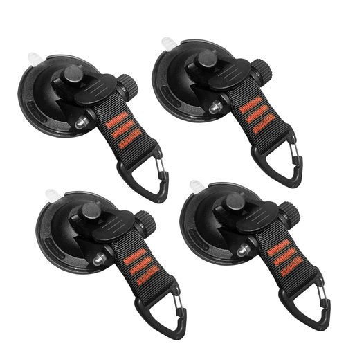 NOTLZPLS Suction Cup Hooks Heavy Duty 4 Pieces Car Camping Essentials Upgraded Tie Down Suction Cup Camper Accessories with Securing Hook Strong Power for RV Boat Window Glass Camping Trap.(4 pcs)