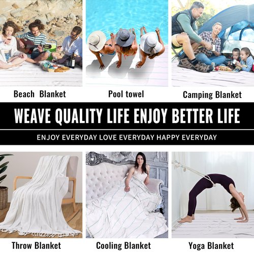 Giant Cotton Turkish Beach Towel Picnic Outdoor Blanket Women Men Birthday Beach Gift Car Travel Essentials Road Trip Summer Vacation Things Outside Items Roadtrip Camping Gear Rv Must Haves