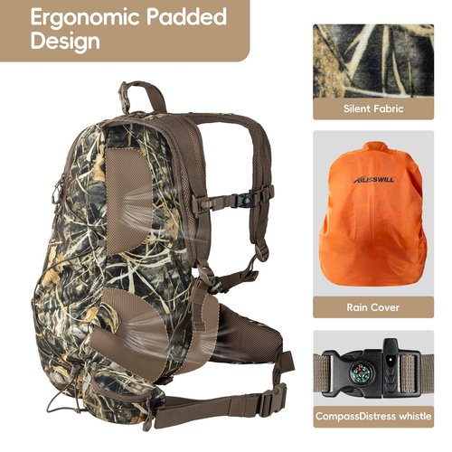 BLISSWILL Hunting Backpack with hunting seat,Lightweight Hiking Daypack,Camping Camouflage Bag with Rain Cover