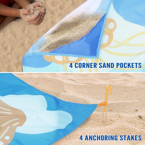 masso Beach Blanket Waterproof Sandproof 10'X 9' Extra Large Beach Mat Oversize Quick Drying Durable Outdoor Beach Mat Fits Up to 10 People, Lightweight Picnic Mat for Beach Travel Camping Hiking