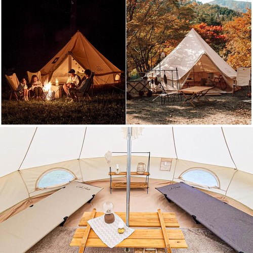 S'More Canvas Family Camping Tent - 4-5 Person, 4 Season Glamping Tent with Stove Jack and Windproof, Weather Resistant Bell