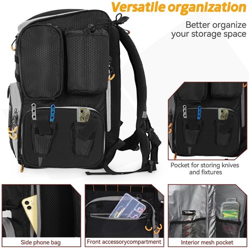 LASUK Fishing Tackle Backpack - Lightweight Outdoor Tackle Storage Bag - Water-Resistant Fishing Storage Fishing Gear and Equipment