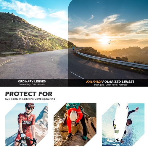 KALIYADI Sports Sunglasses-Men Polarized Mens-Sunglasses: Running Sun glasses Men Women Polarized UV Protection for Cycling