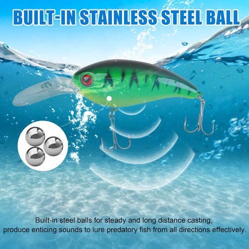 Crankbait Fishing Lures Kit,8pcs Deep Diving Crankbait Swimbait Bass Fishing Lures Hard Baits Minnow Crank Bait Lures for Bass Trout Salmon Freshwater Saltwater