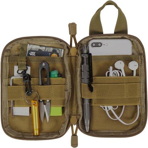 IronSeals Tactical Molle EDC Pouch Utility Tool Pouch Compact Pocket Organizer Pouch with US Flag Patch