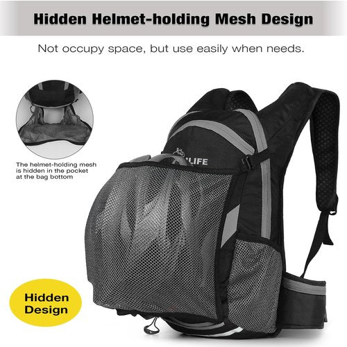 Bicycle Cycling Backpack - Water Resistant Biking and Bike Commuter Lightweight Backpack with Helmet Mesh Holder, Men and Women