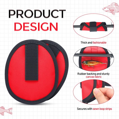 Tioncy 6 Pack Fishing Lure Covers 4 Inch Fishing Hook Bait Gloves Lure Shield Wrap Cover Easily See Bait Storage Protector Guard to Keep Fishermen Safe for Rod(Red)