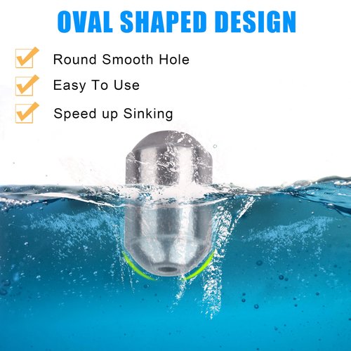 Egg Sinkers Fishing Weights Kit,40pcs Fishing Weights Sinkers Slip Sinkers Catfish Weights Bass Casting Sinker Weights Lead Free Fishing Weights for Freshwater Saltwater Fishing