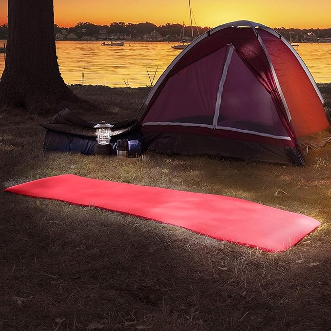 Foam Sleeping Pad - Lightweight 0.5-Inch Mat for Camping, Cots, Tents, Backpacking, and Yoga - Non-Slip and Waterproof with Handle by Wakeman