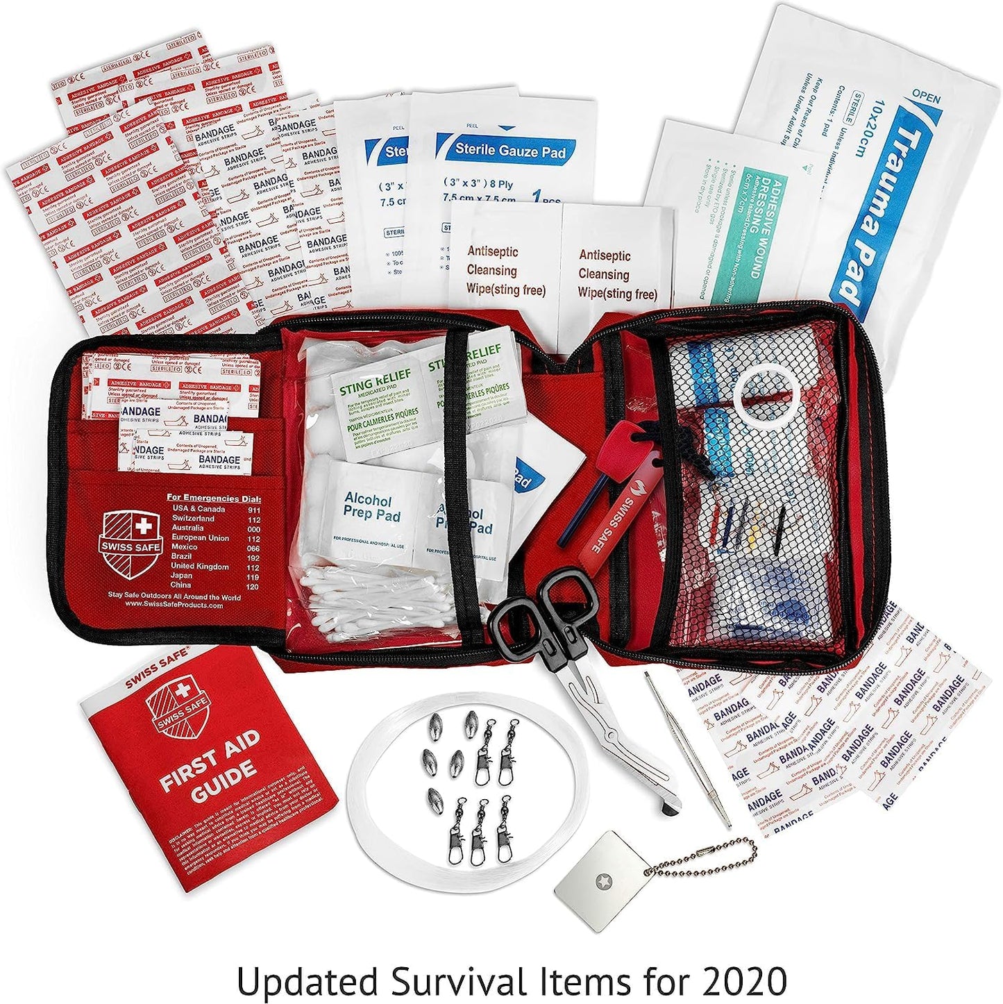 Swiss Safe 2-in-1 First Aid Kit for Car, Travel & Home, Businesses - Bonus Mini Kit for Medical Emergency Aid, Survival, Camping - 64 Piece, Travel FAK