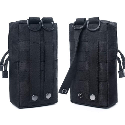 2 Pack Tactical Molle Pouches, Molle Utility Pouch, Small Tactical Bag, Belt Pouch, Compact Water-Resistant EDC Pouch (Black)