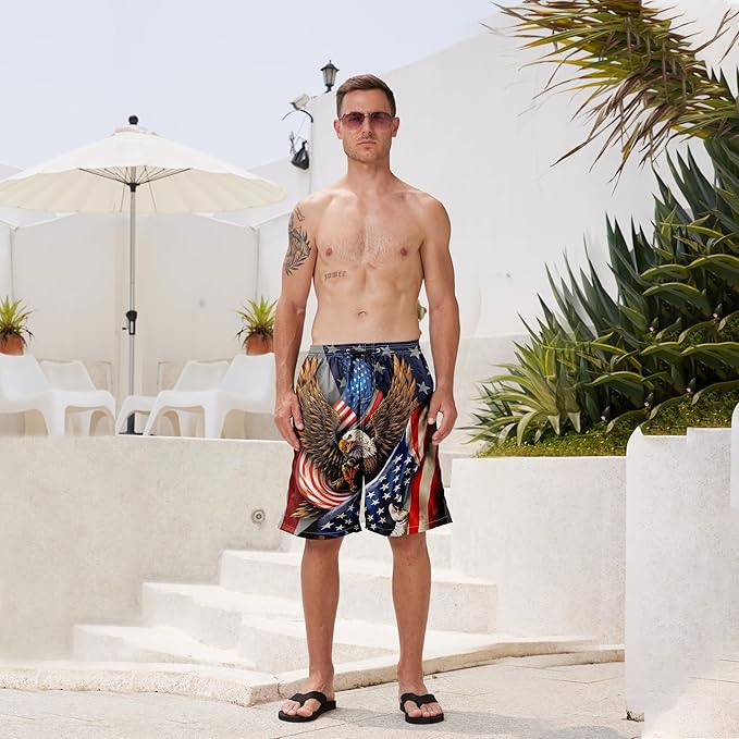 Mens Swim Trunks Quick Dry Board Shorts with Mesh Lining, Breathable Surf Beach Shorts Swimwear Bathing Suits
