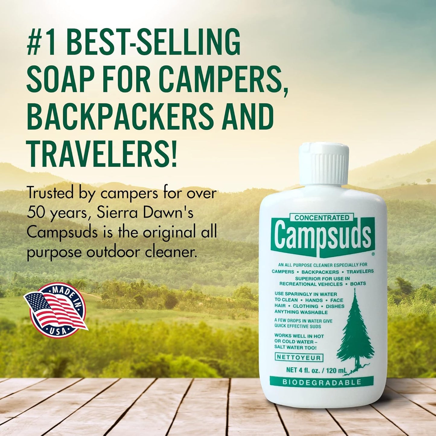Sierra Dawn Outdoor Soap - Premium Biodegradable Camping & Backpacking Essential - All-Purpose Natural Soap for Dishes, Clothes & Personal Care - Trusted by Outdoor Enthusiasts, 4 Ounce, 12 Bottles