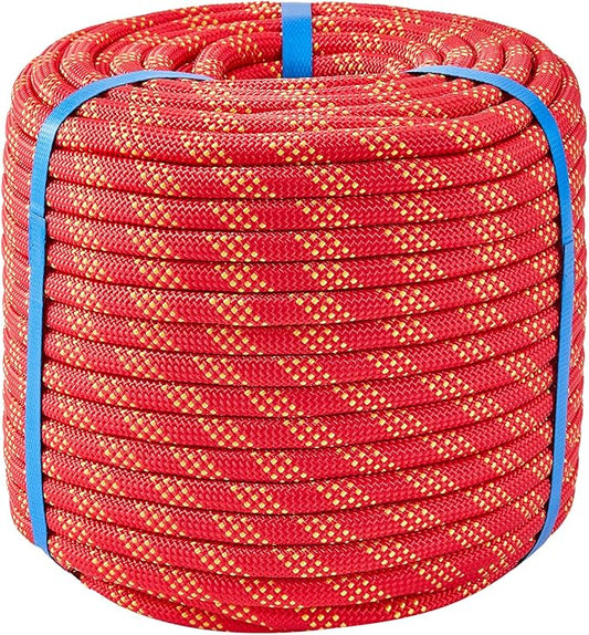 1/2 Inch 150ft Double Braided Polyester Arborist Rope, Heavy Duty Nylon Rope for Anchor, Tree Work, Cargo, Pulling, Sailing(Red)