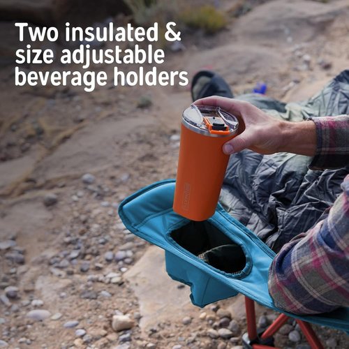 Kelty Deluxe Lounge Chair – Folding Outdoor Camp Chair, Insulated Cupholders, Customized Recline, Steel Frame, Padded Roll Storage, 2024 (Deep Lake)