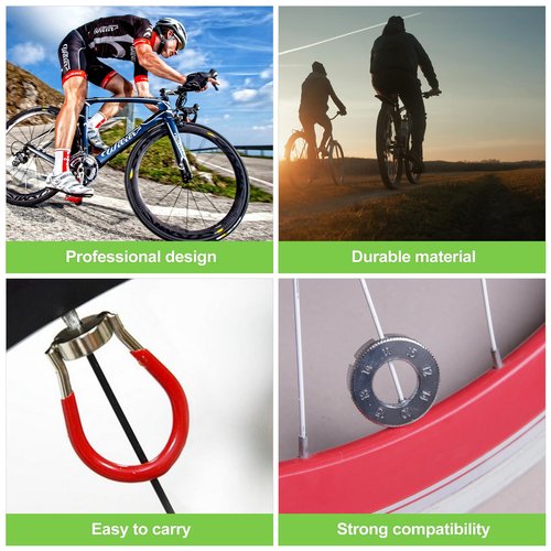 CeroDimo 2Pcs Bicycle Spoke Wrench Tool, Hardened Steel 6-in-1 Spoke Rim Tool, Bike Spoke Adjustment Wrench, Bike Spoke Tools, Spoke Tension Meter for Bicycle Wheel Repair