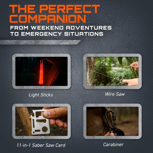 GunZee 175-Piece Survival Kit, First Aid Kit for Emergency and Outdoor Adventures, IFAK, Fishing Gear, MOLLE-Compatible Bag, Car Travel, Camping, Hiking, Earthquake, Tornado, Gifts for Men and Women
