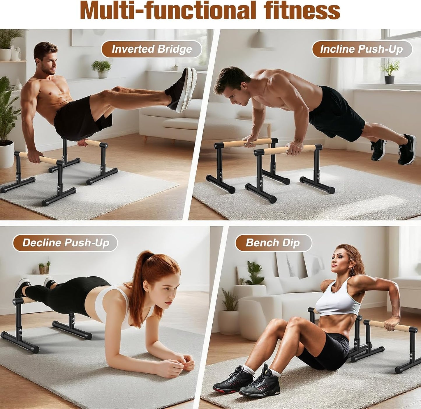RELIFE REBUILD YOUR LIFE Dip Station Functional Heavy Duty Dip Stands Fitness Workout Dip bar Station Stabilizer Parallette Push Up Stand