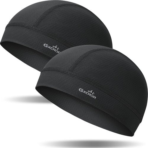 GXCROR 2 Pcs Cooling Skull Cap Helmet Liner for Men Women, Moisture Wicking Cycling Cap Motorcycle Hard Hat Liner Soft Running Beanie