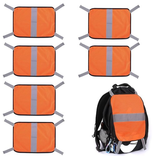 Watayo 6 Pcs Blaze Orange Safety Panel- 9 x 12 Inch Blaze Orange Panel Hunting Mesh- Orange Tent Backpack Cover Safety Panel with Reflective Strips for Field Hiking Camping Biking