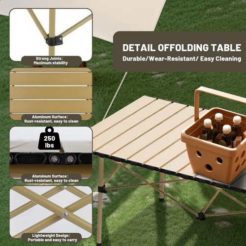 HEIVGZEIV Portable Camping Table, Folding Design