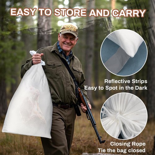 MAQIHAN Elk Game Bags Hunting Meat 3 Pcs Game Meat Bags Reusable Quarter Essential Hunting Accessories with Reflective Strip For Elk,Caribou,Deer,Moose,Duck,Hog