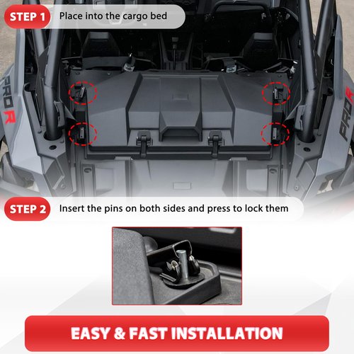 POKIAUTO 60QT UTV Cargo Box for RZR Pro R 2022+, Rear Water Resistant Forward Cargo Bed Storage Bin Tool Box for Polaris RZR Pro R/ R4 2022 2023 2024 2025 Accessories, Replacement OEM # 2884235