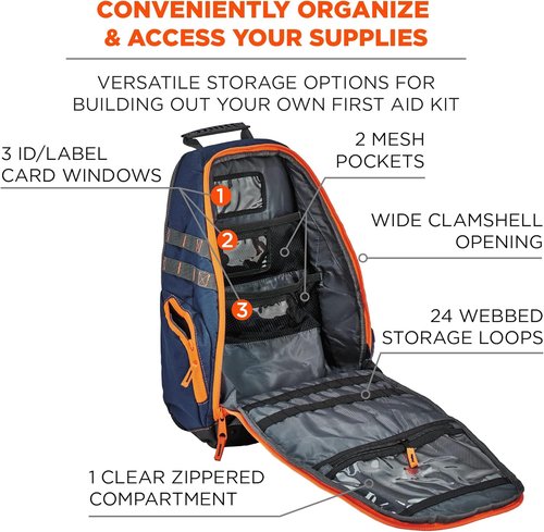 Ergodyne Arsenal 5244 Medic First Responder Trauma Backpack Jump Bag for EMS, Police, Firefighters, Blue