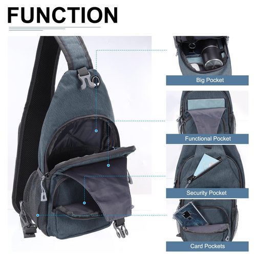 DTGN Oxford Small Sling Bag - 7.48"x15" (LXH) - Good for Women Men Hiking Travel Cycling - Multipurpose Crossbody Backpack Casual Packs with Headphone Jack - Light Gray
