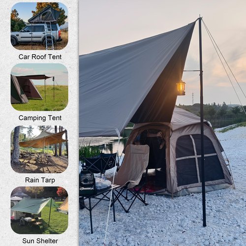 GEEWAY 2 Pcs 120 Inch Tarp Poles for Camping, Heavy Duty Telescoping Tent Pole, Aluminum Adjustable Tent Poles for Outdoor Activity, Wilderness Adventure and RV Travel (Black)