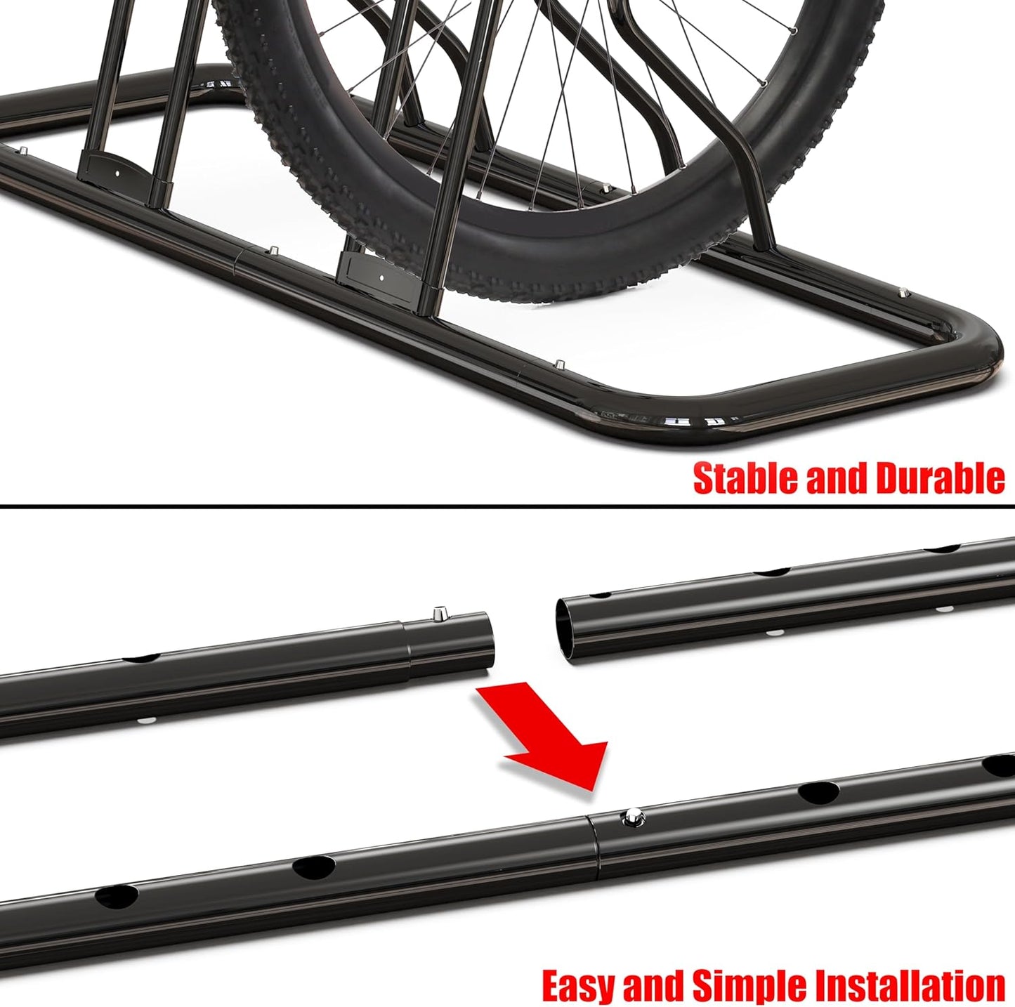 Simple Houseware 5 Bike Bicycle Floor Parking Adjustable Storage Stand, Silver
