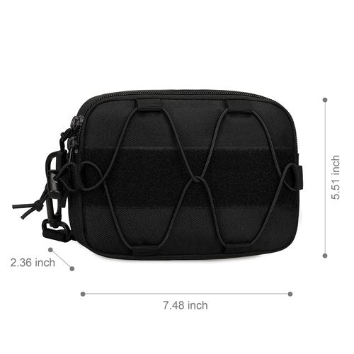 Tactical Molle Admin Dump Pouch, Molle Pouches for Vest Utility EDC Pouch Bag Dual-Purpose Sub Abdominal Dangler Drop with Molle Loop Back Strap (Black)