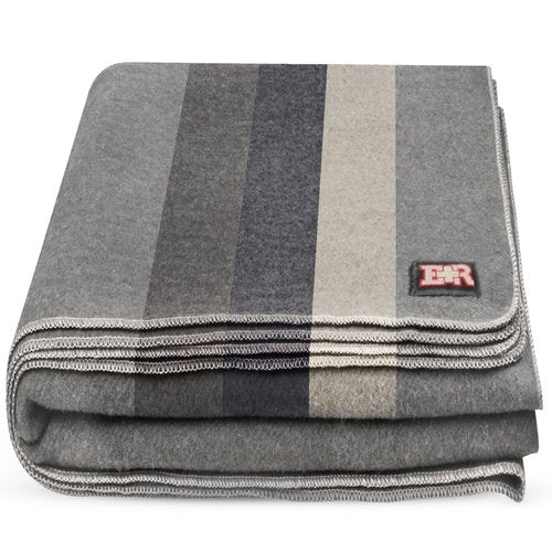 Military Wool Blanket - 95% Wool, Washable, Perfect for Outdoors, Picnics, Travel, Car & Bushcraft Emergency Blanket, 96" x 96" 6.65 lbs. - Grey with Stripes - Queen Size