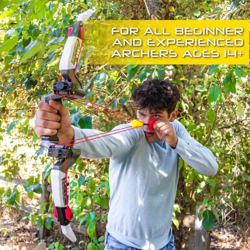 Hog Wild Bow and Arrow Set With 4 Quick Switch Bungees with 2 Power Levels + 3 Foam Arrows - Shoots Arrows Over 250 Feet - Indoor/Outdoor Archery Toy Gift for Kids Age 14+ - Left & Right Hand Friendly