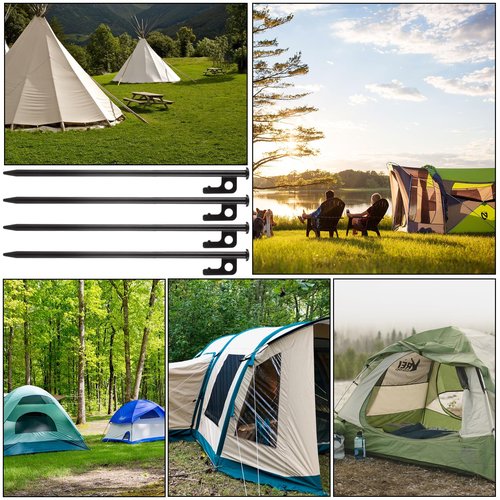 CYEAH 24 Pcs Tent Stakes, Heavy Duty 12 inch Steel Tent Pegs, Forged Steel Tent Stakes Heavy Duty, Metal Tent Pegs for Camping, Metal Stakes for Tent Used on Rocks, Snowfield and Grassland