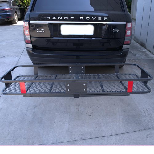 Folding Hitch Mount Cargo Carrier Basket 60x20x6” Rear Luggage Rack Basket,500LBS Capacity,Hitch Mount for 2" Receivers,Powder Coating,Heavy Duty, Durable,Easy Assembly,Straps Stabilizer