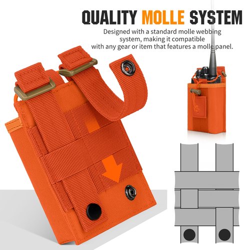 IronSeals 2 Pack Tactical Molle Adjustable Interphone Storage Bag Outdoor Sports Radio Pouch for Two Ways Walkie-Talkie (Orange)