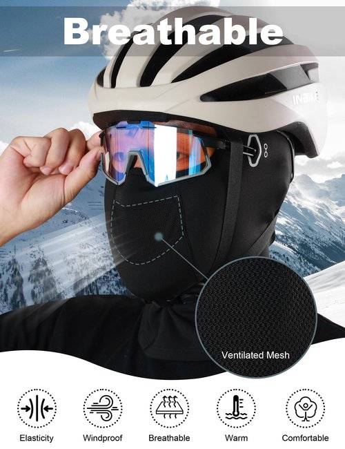 KUTOOK Black Balaclava Ski Mask Men Women Winter Motorcycle Football Full Head Face Mask Cold Weather Pasa Montañas para Hombre Black 2