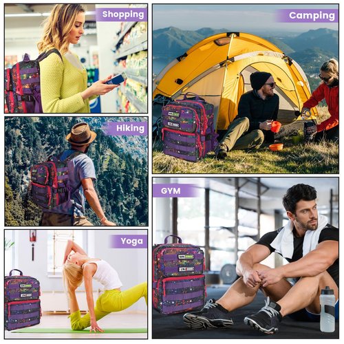 Ci Wigo Small Tactical Backpack for Men Women,15L Mini MOLLE Tactical Daypack Rucksack with Patches for Gym Hiking Camping Travel Sport (Galaxy Purple)