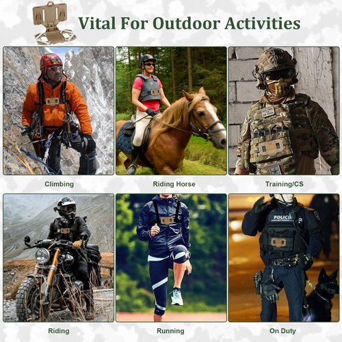 AGPTEK Universal Molle Tactical Phone Holder - Chest Mount for Tactical Vests and Plate Carriers, Phone Mount Fits 4.7"-6.7" Cell Phones, Ideal for Outdoor Paintball, Airsoft, and Hunting（Tan）