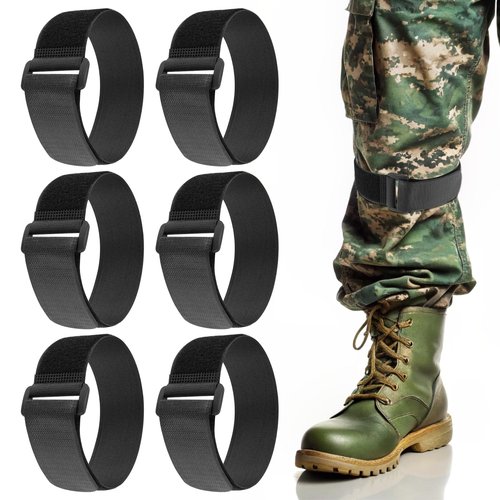 Sibba Bicycle Pant Leg Straps 6Pcs Adjustable Cycling Ankle Safety Band Multipurpose Black Braces Fastening Leg Foot Supports with Buckle for Riding Climbing Fishing Outdoor Sports (1.5”x15”)