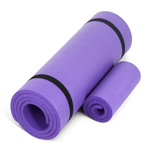 CAP Barbell High Density Exercise Yoga Mat with strap and Knee Pad 71"x24"x1/2" PURPLE