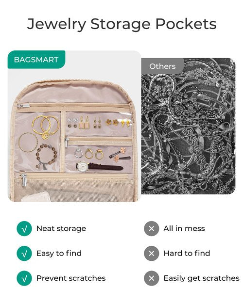 BAGSMART 30L Travel Backpack for Women, Carry on Backpack for Airplanes, Gym Backpack with Shoe Compartment, Lightweight Travel Bag Fits 15.6 Inch, Water-Resistant, Desert