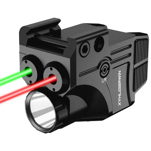 XYHlaserwin 600/200 Lumens Adjustable Tactical Flashlight with Green/Red Laser Sight, Pistol Laser Light Combo, Strobe/Constant Light Modes, USBC Rechargeable, Fits Standard Picatinny & Glock Rails