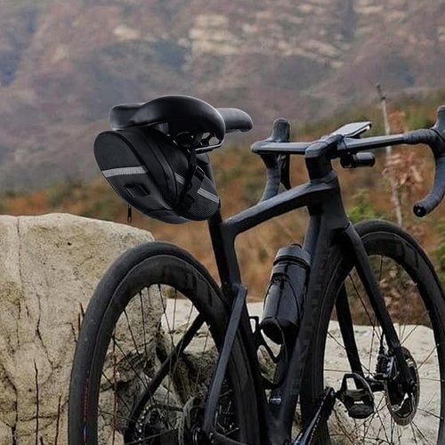 Bicycle Seat Bag Water Proof with Bike Tool Kits, Bike Pack Under Seat with Bike Tire Pump Bicycle Repair Bag Portable Wrenches Glueless Tire Patchs 15 in 1